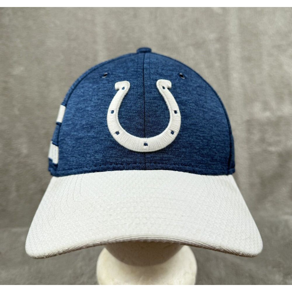 Indianapolis Colts New Era Fitted Hat Mens M/L Embroidered NFL Blue & White EUC
